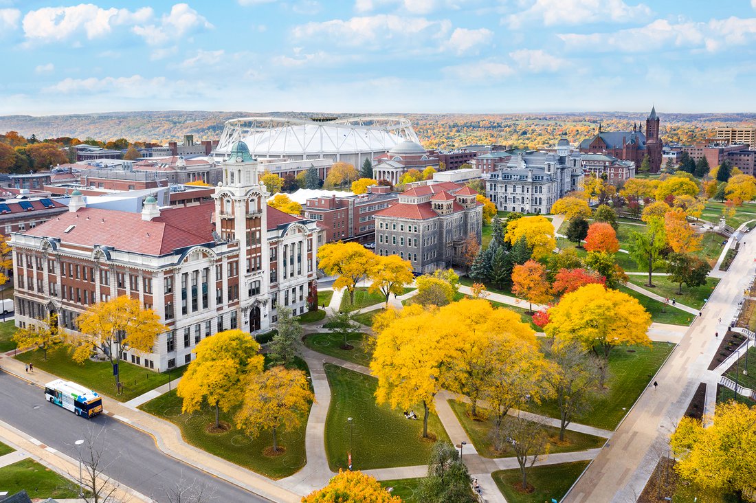 Syracuse University autumn campus scenes.
