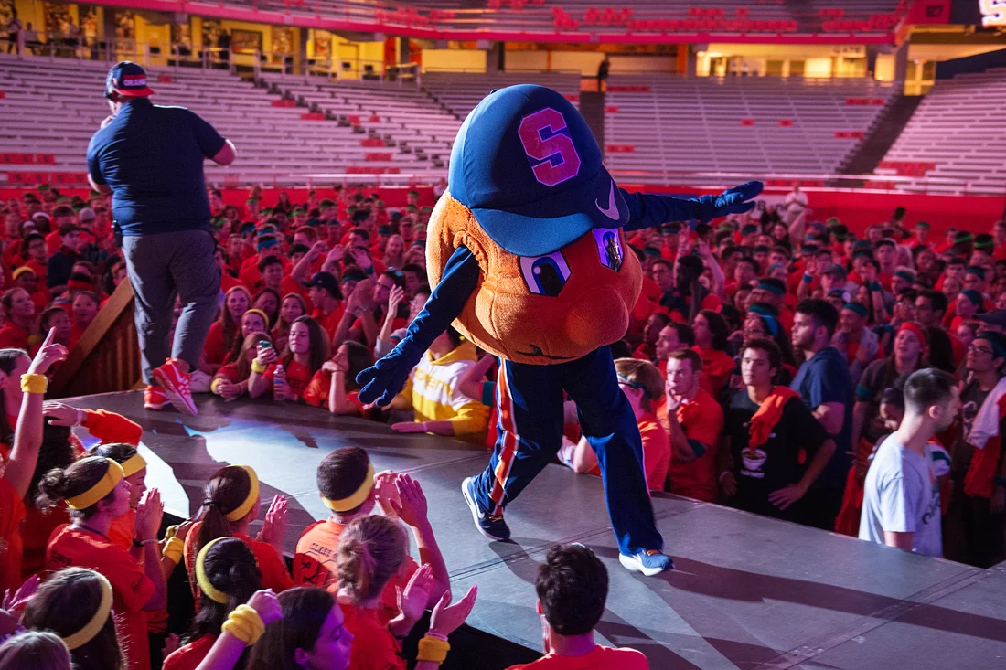 Otto runs on stage during Home to the Dome event